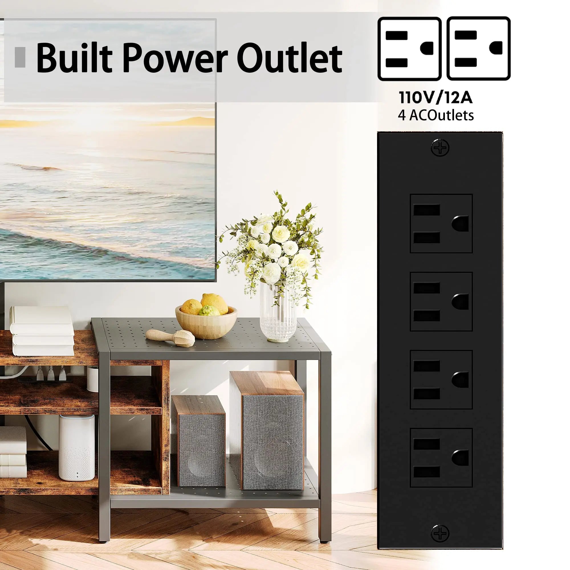 Ironck 79 inch tv stand for tvs up to 85 with mount and power outlet 3 tiers console storage shelves - united states