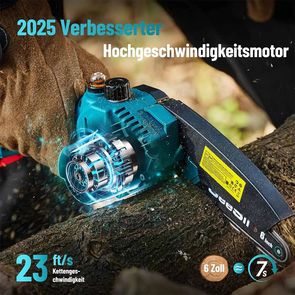 Seesii 6’’cordless mini chainsaw 15.2cm electric saw rechargeable woodworking garden pruning for makita 18v battery pin
