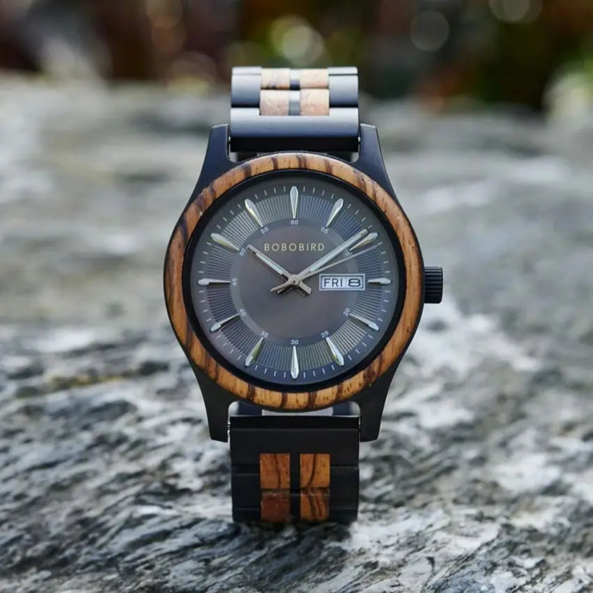 Bobo bird men’s watches fashion wooden wristwatch week & auto-date display watch for men with gift box 2025 new