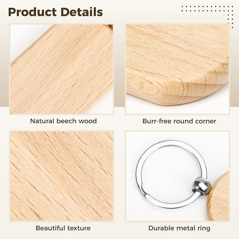 110pcs wood keychain blanks key chain unfinished