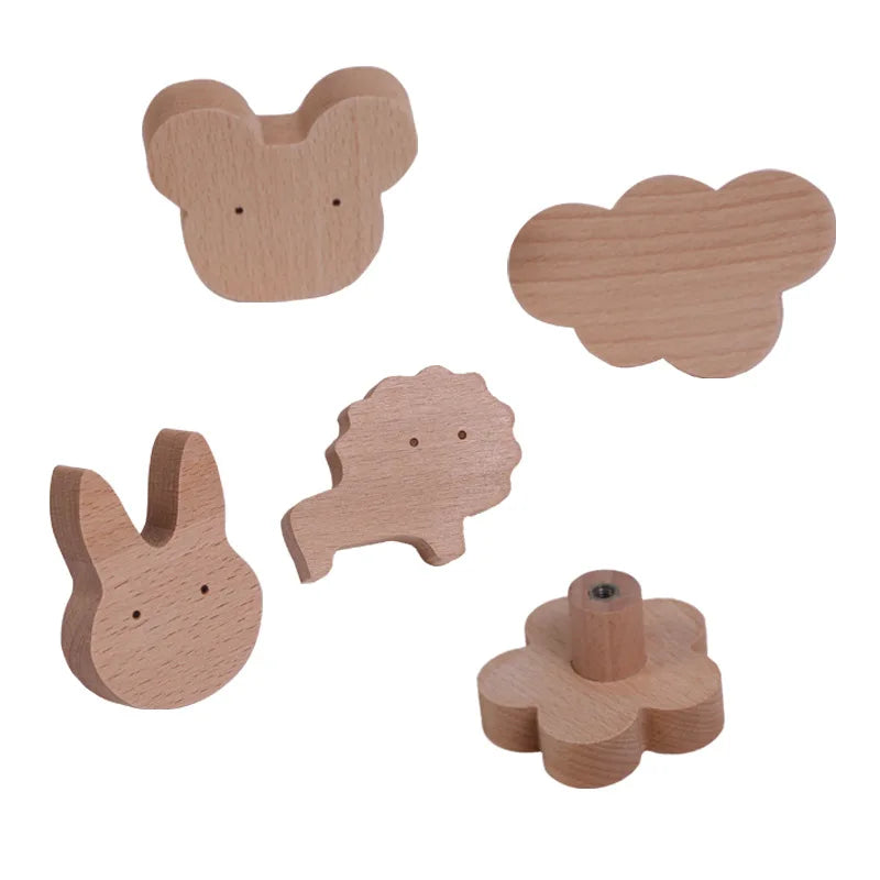 Star moon wooden decoration hooks cute cartoon animal adhesive wall omnipotent key holder for the home