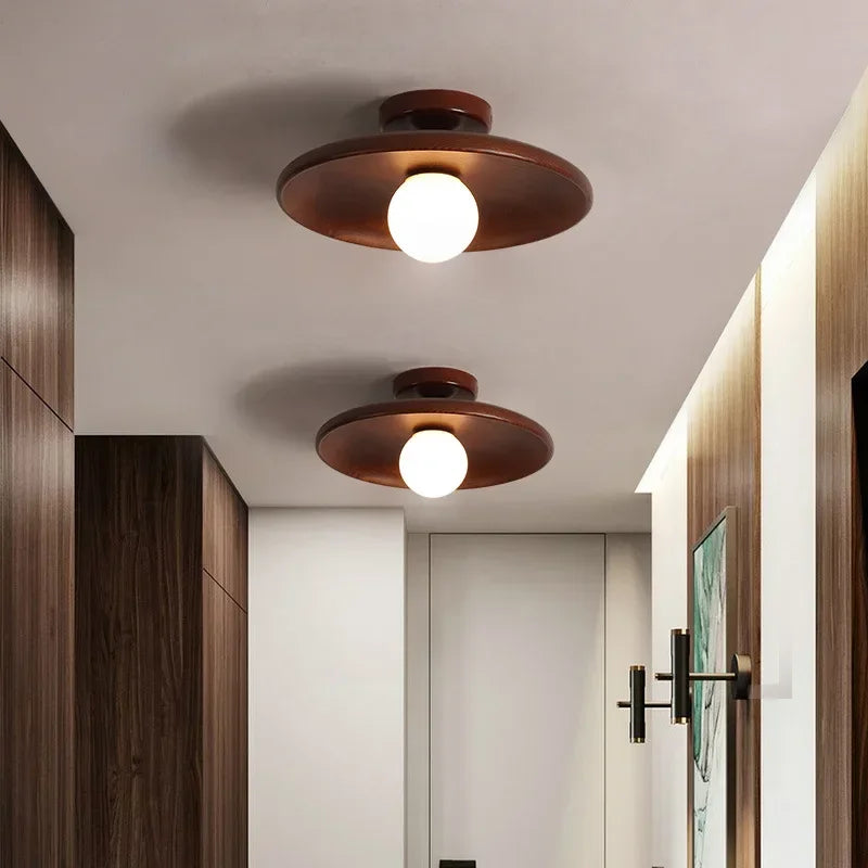 Nordic ceiling light wooden circular used for high-quality lighting in cloakrooms bedrooms study rooms homes,