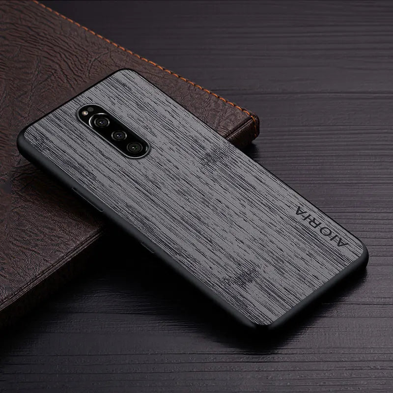 Case for sony xperia 1 xz4 funda bamboo wood pattern leather skin phone cover luxury coque sony xperia case capa - dark