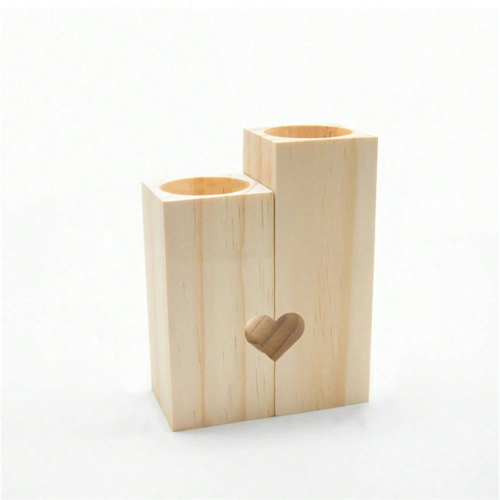 1pc tealight candle holder wood holders for table,heart stands home decor romantic decoration - square candlestick