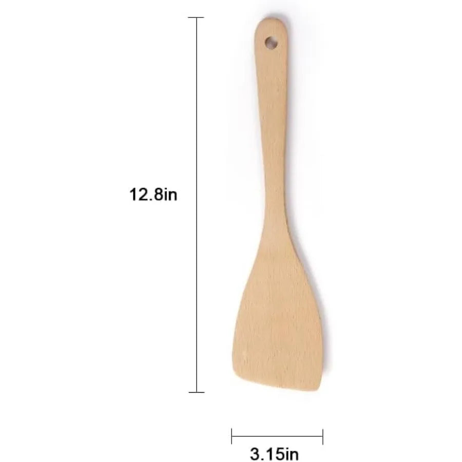 Wooden spatulas for cooking 13ih uoated beech wood utensils nonscratch turner nonstick pans wok grill heatresistant