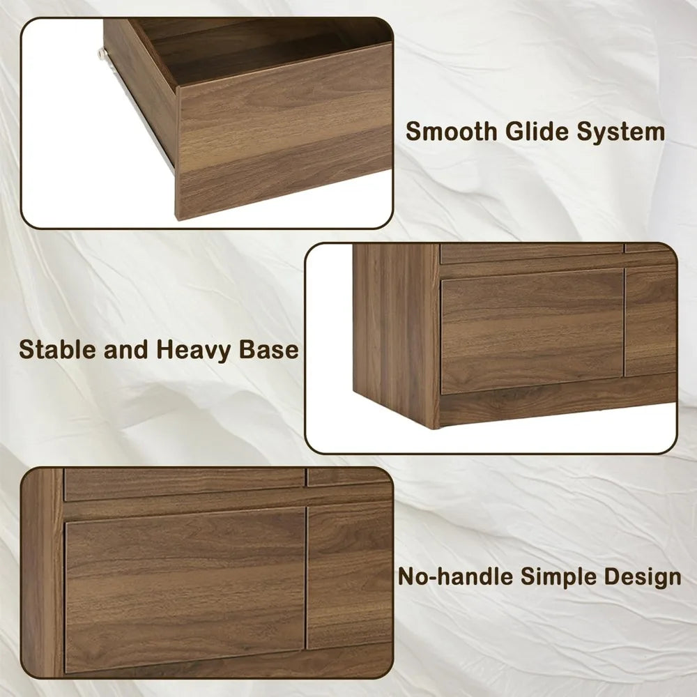 Modern tall 8-drawer double dresser in wood for bedroom storage