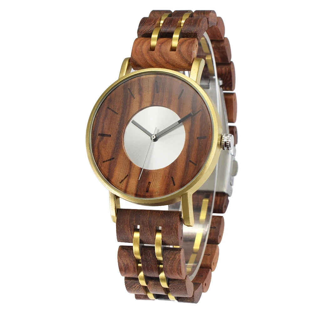 Wooden watch for men women stylish chronograph military casual calendar wood watches - a005-2
