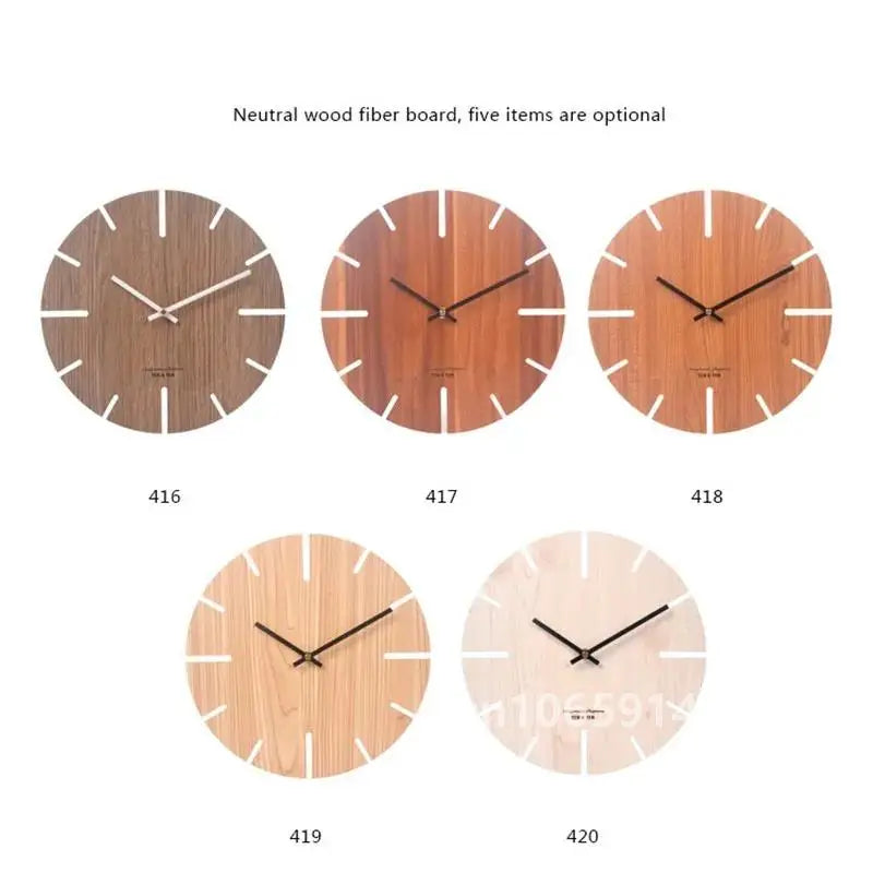 Nordic retro wooden wall clock corridor living room decoration solid wood quiet clocks hanging watch cafe store home