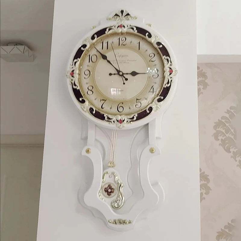 Wood vintage wall clocks silent pendulum clock nordic large home decor watches living room luxury art decoration