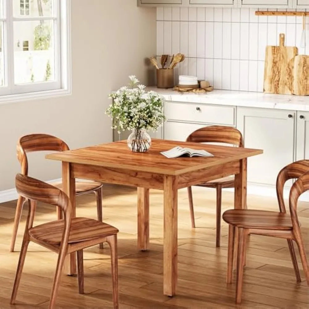Modern brown wooden 39’’ square dining table for 4 small kitchen dinner ideal living room - united states