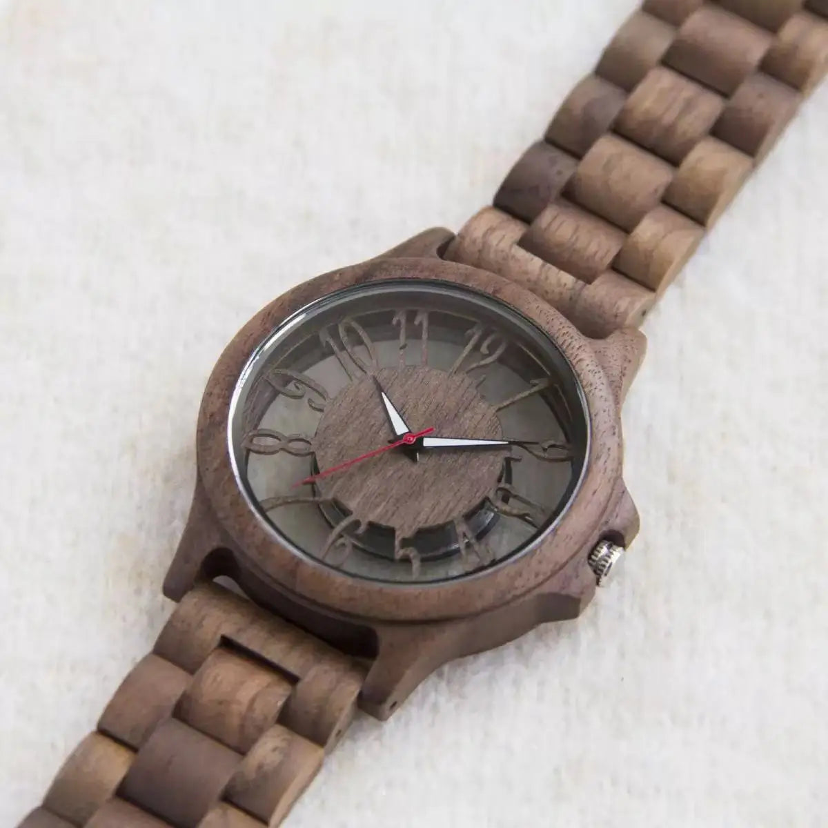 Wooden watches for men handmade engraved wood watch analog quartz men’s