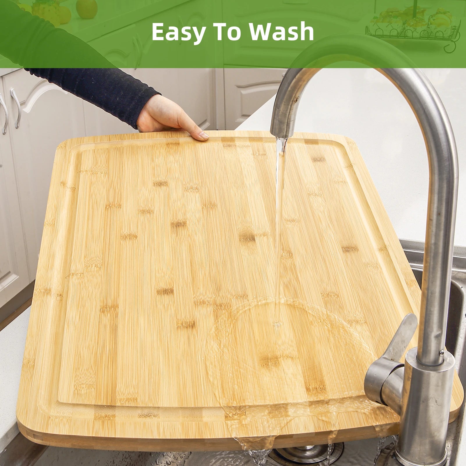 Bamboo cutting board for kitchen 24’’ x 18’’ extra large serving trays with juices groove turkey carving - 61x45.7x2cm