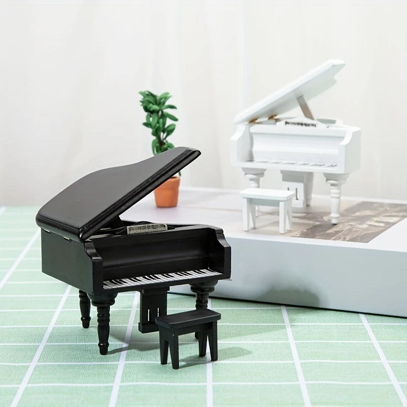 1pcs 1:12 scale mini wood grand piano statues crafted miniature dollhouse indoor room decoration display gift toys