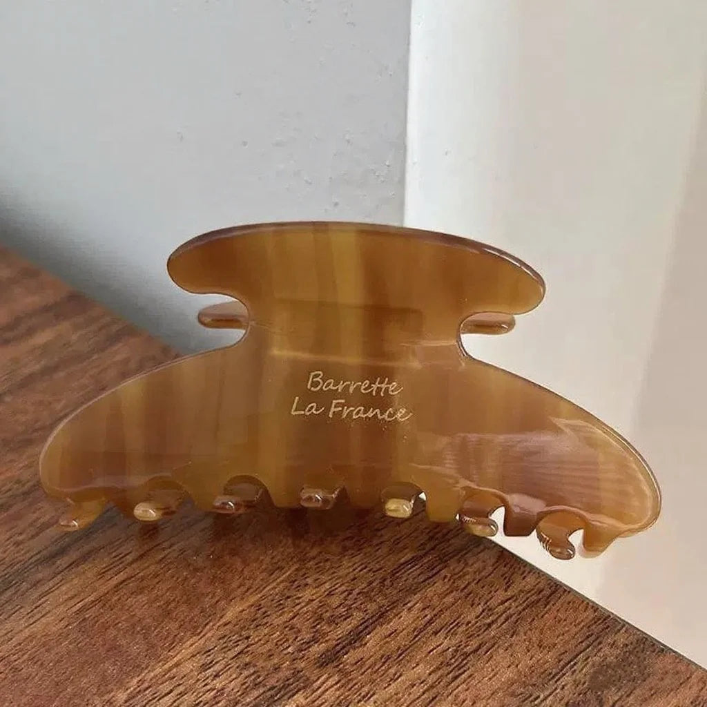 1pc elegant vintage french hair clip two-tone with wood grain & marbled design perfect for casual daily dressing cute