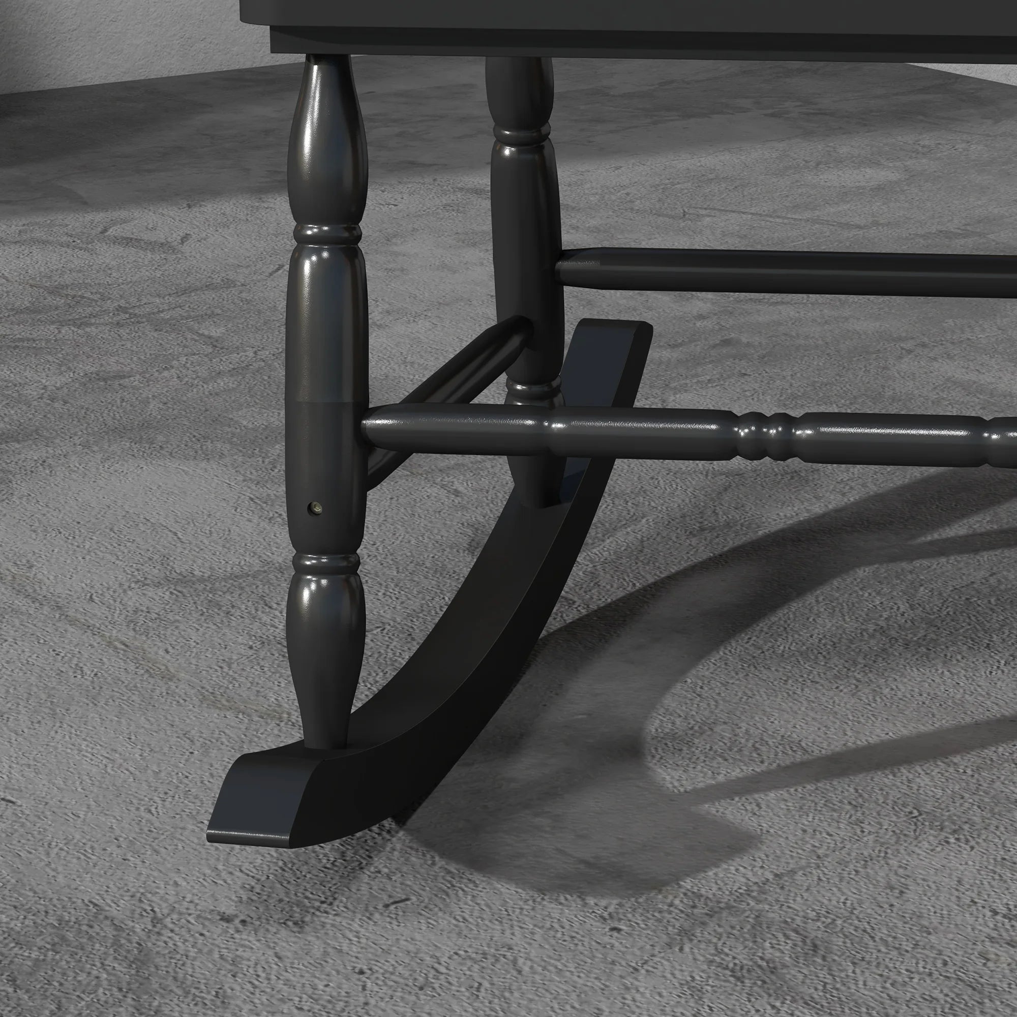 Outsunny 350 lbs outdoor wood rocking chair with high back for patio black - black / united states