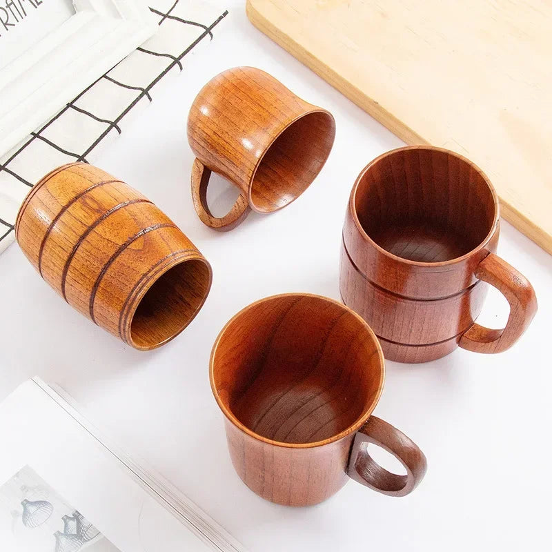 Wooden big belly cups handmade jujube wood handle beer tea coffee milk water cup kitchen bar drinkware for 1pc