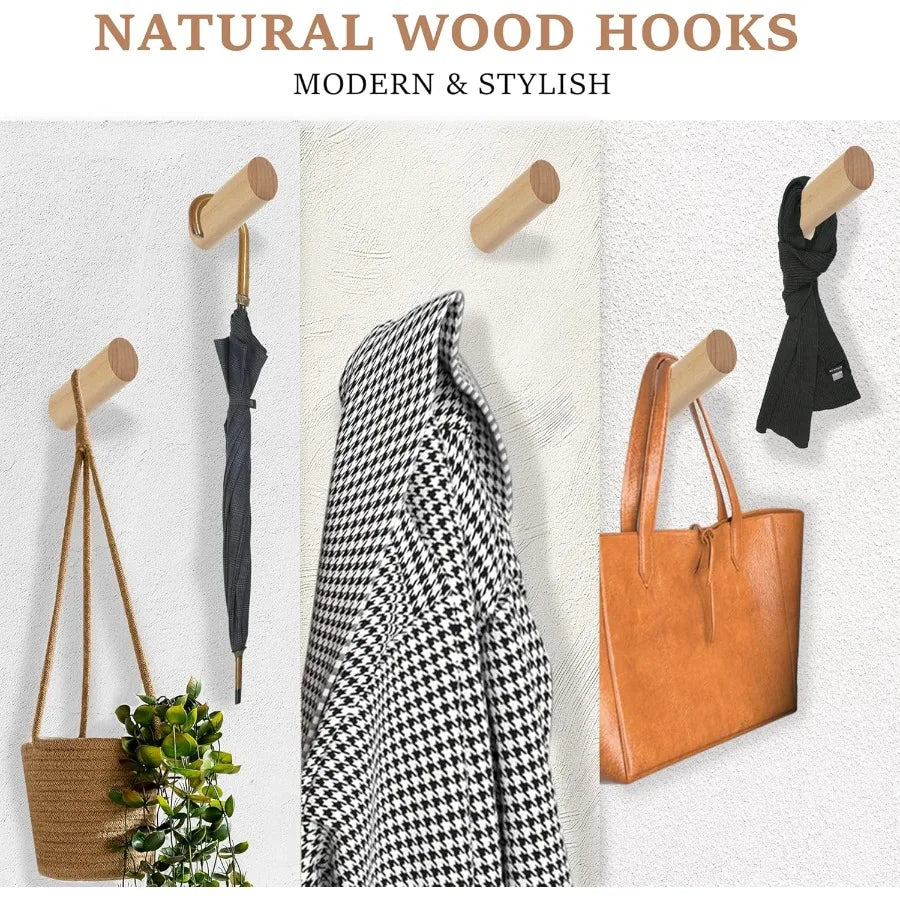 6 pack wood wall hooks rustic wooden coat mount hat for decorative rack hangers hanging clothes - united states