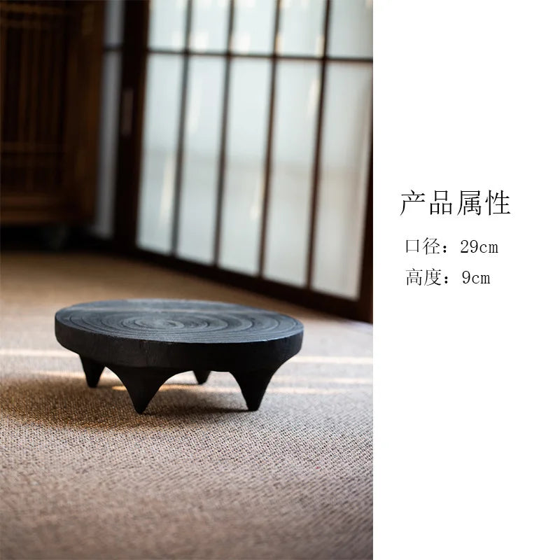 Wabi sabi style solid wood carbonized tatami tea tray dessert candy coffee storage board teapot trivets dishes