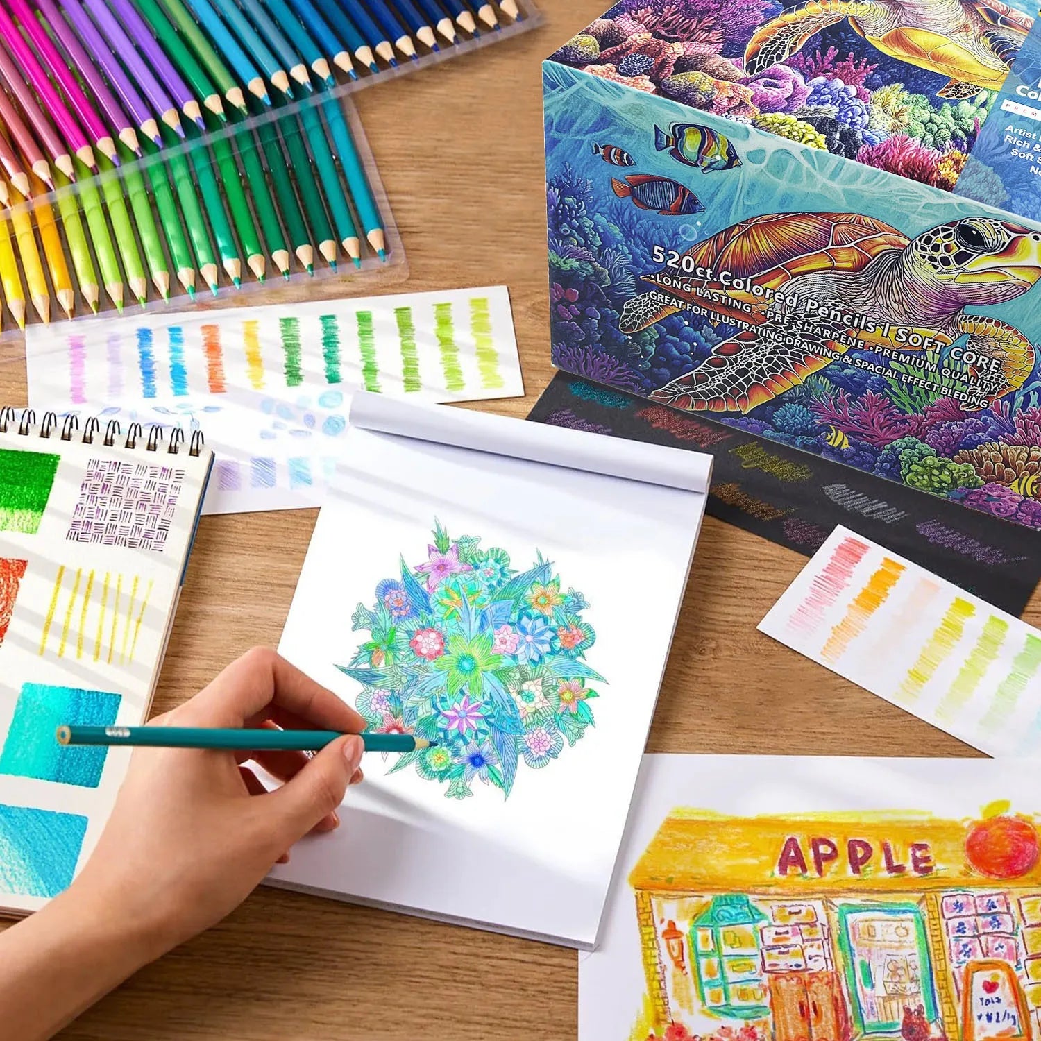 520 colored pencils professional grade rich pigment soft core coloring suitable for children adults artists - color