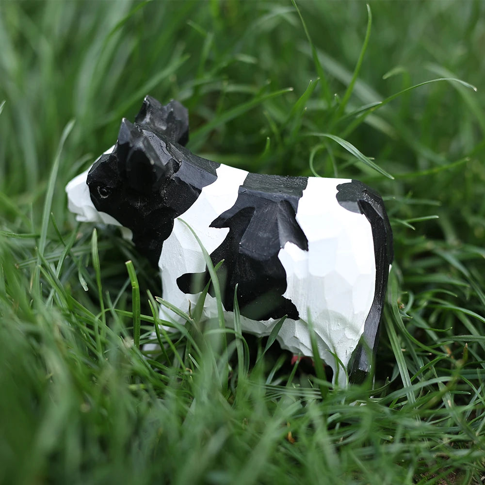 Handcrafted wood carving home decorations desk accessories room decor handmade cow statue hand-carved realistic - cow