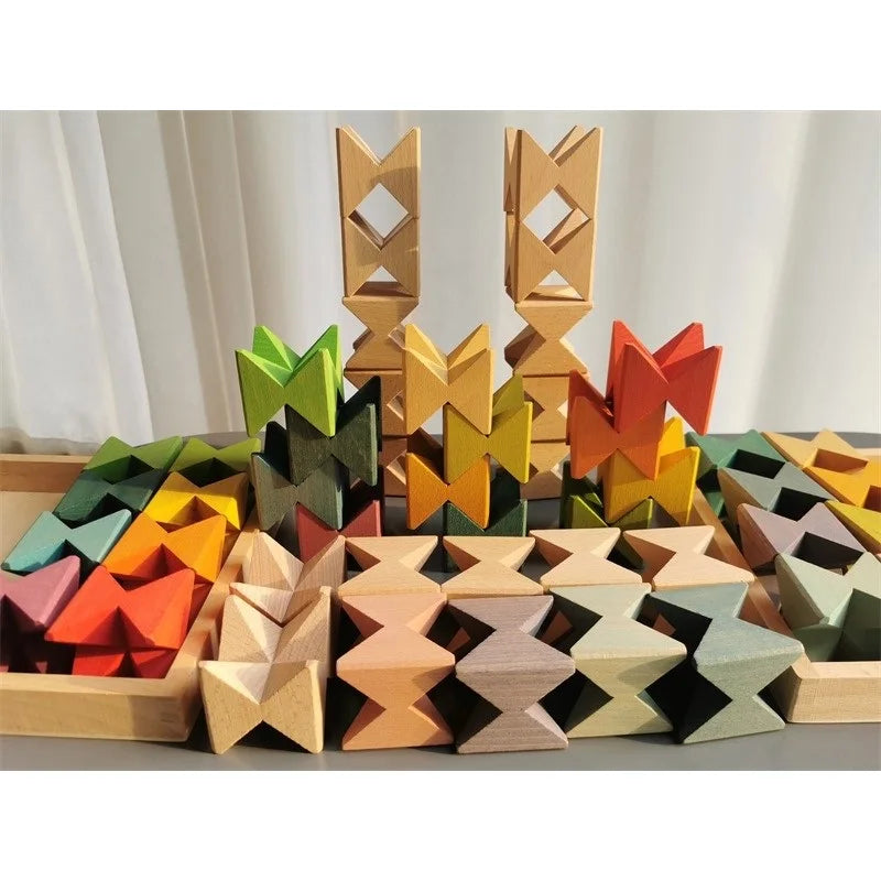 Montessori toys building wooden stacking butterfly blocks for kids educational play - game