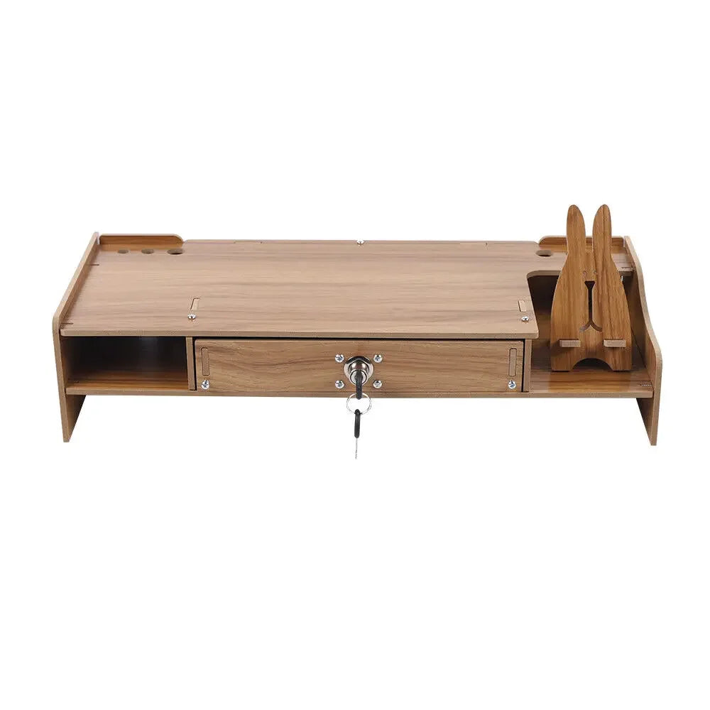 Wood monitor riser with drawer computer/laptop/pc stand for desk organizer - germany / cherry color