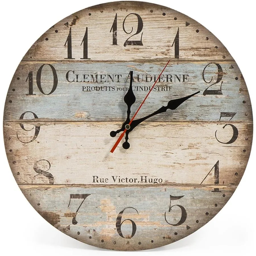 12 inch silent vintage wooden round wall clock arabic numerals rtic chic style home decor victo - united states