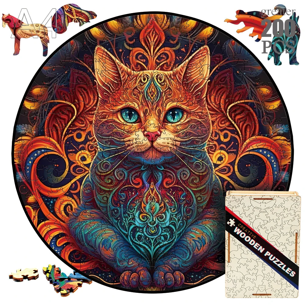 Animal wood puzzle cat fox peacock montessori toys for innovative jigsaw children diy crafts novel products