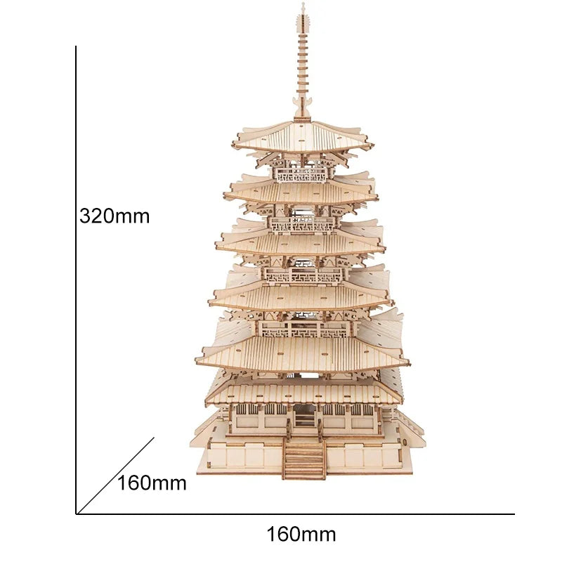 Robotime 3d wooden puzzle game big ben tower bridge pagoda building model toys for children kids birthday gift - tgn02