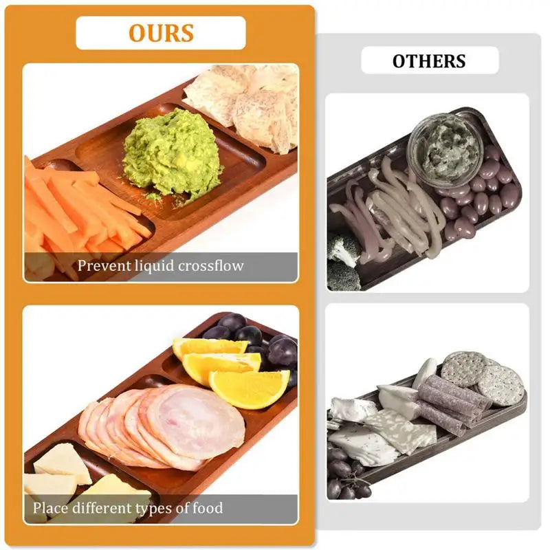 Fruit tray acacia 3 grid food platters sturdy serving utensils beautiful wooden divided for birthday wedding