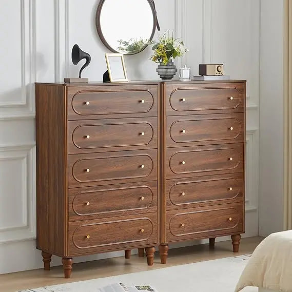 3 drawer fluted dresser for bedroom mid century modern chest of drawers wood storage small organizer livi - 2 set