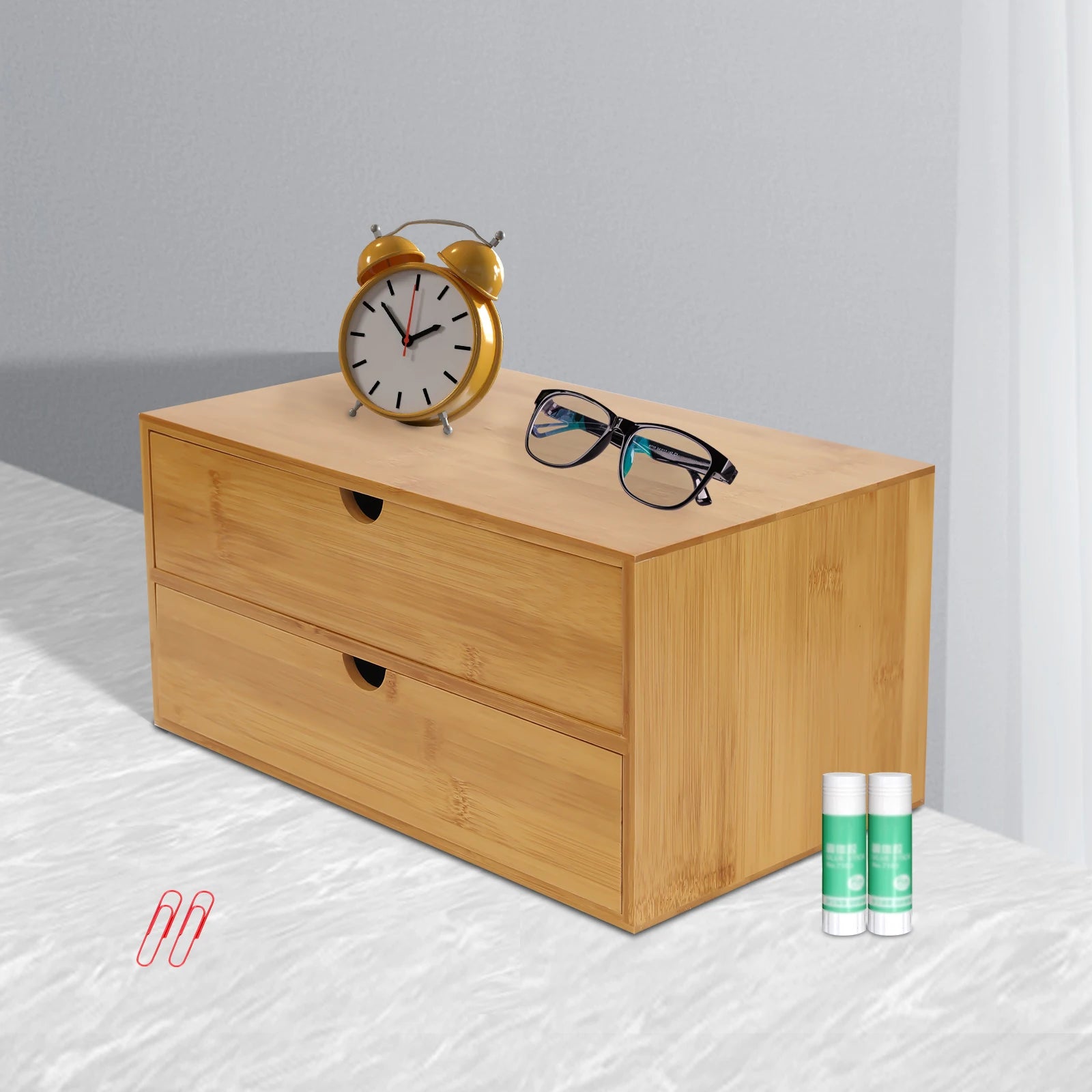 Desk organizer mini bamboo drawer desktop storage for office home toiletries no assembly required
