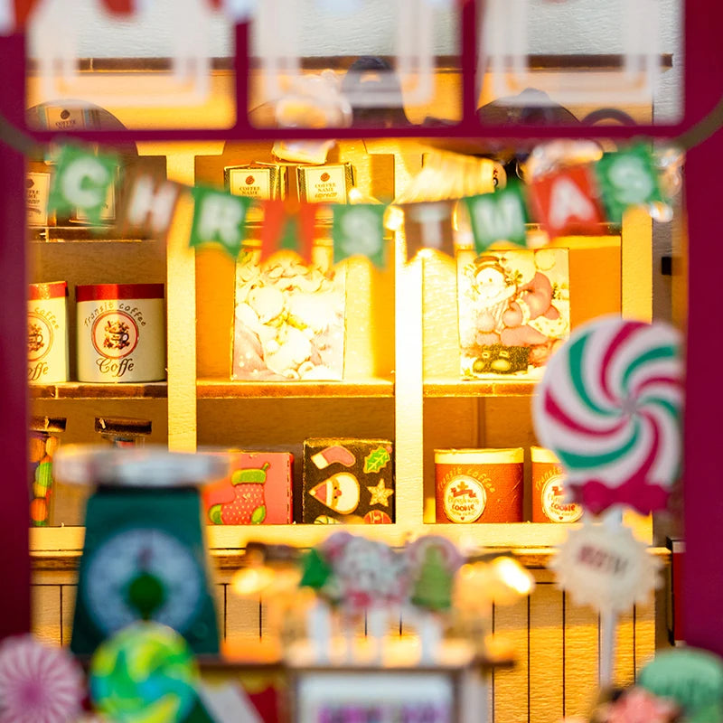 Christmas candy house diy wooden cottage kit - 3d puzzle miniature model creative home decor holiday gift - house