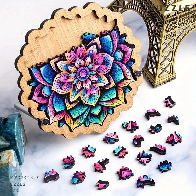 Galaxy inspired irregular wooden puzzle colorful blooms high difficulty level perfect for christmas & halloween gifts