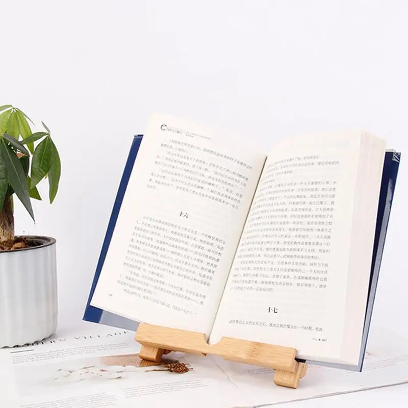 Adjustable tablet stand wooden desk desktop cell phone kitchen cookbook with charging hole