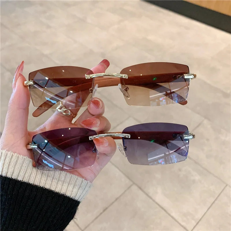 fashion-sunglasses-mens-and-womens-frameless-imitation-wood-grain-mirror-leg-sunglasses