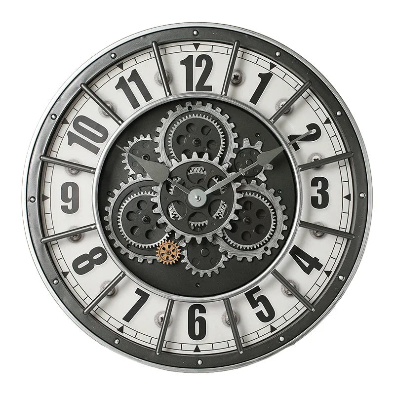 Round gear wall clock handicraft wholesale retro light luxury custom watch - a / 45.5x45.5x7.5cm