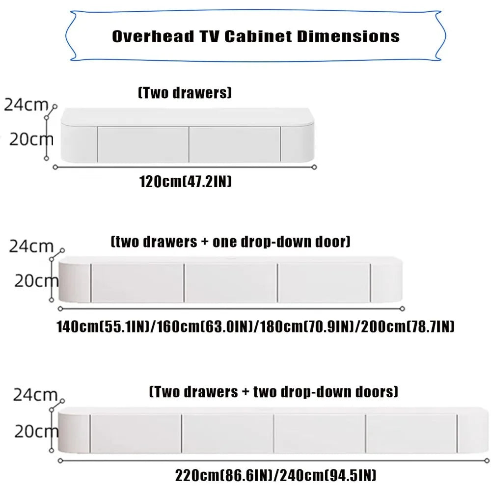 Floating tv stand large shelves wall mounted multi storage compartment tvs media console cabinet bench