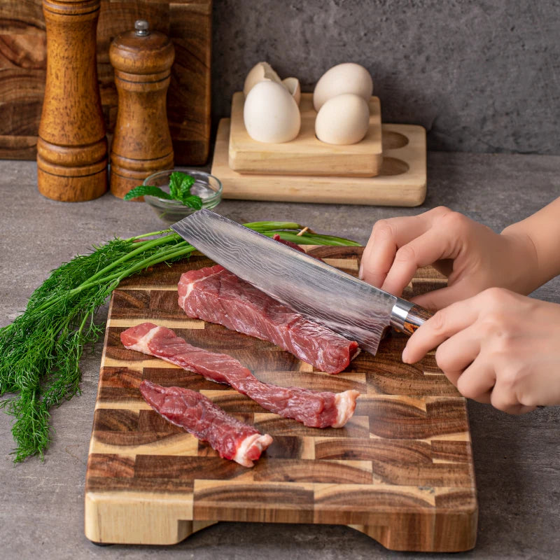 High quality nature acacia wood seamless stitching end grain kitchen food chopping wooden cutting board - s 36x24x3cm