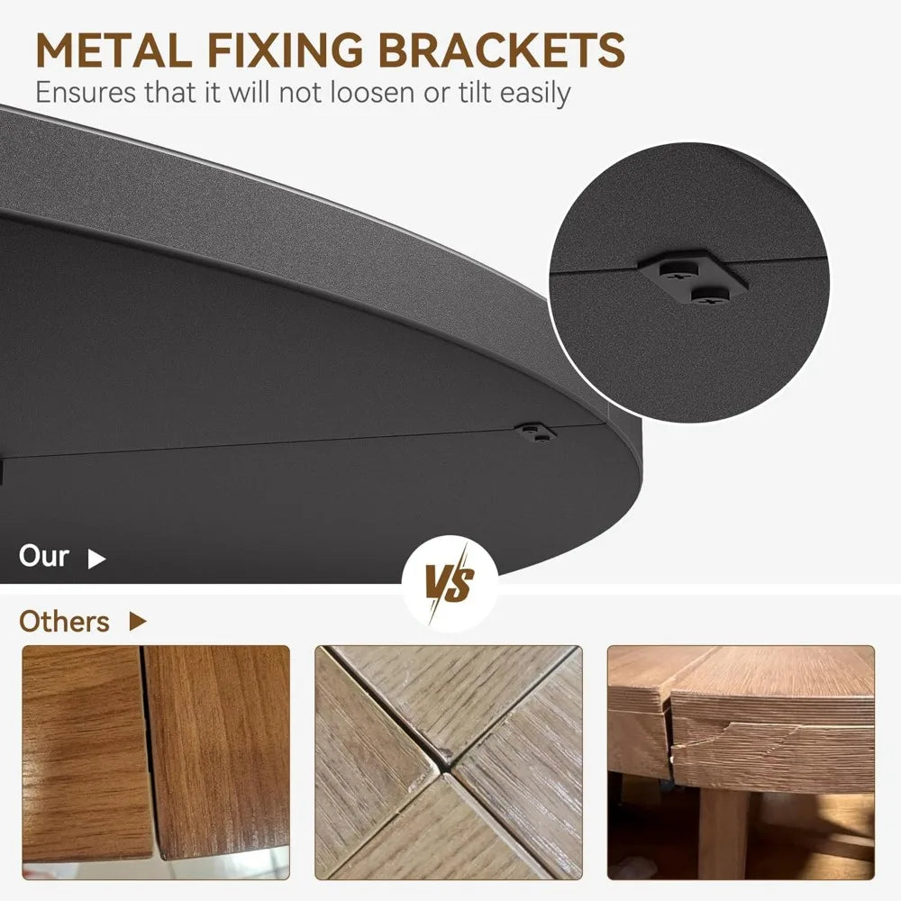 47-inch round farmhouse dining table set for 4-6 wooden top and legs home room - united states / black