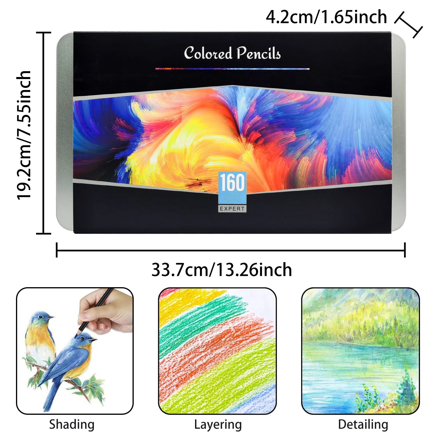 160 artist colored pencils set soft core professional numbered art drawing for sketching shading blending crafting tin