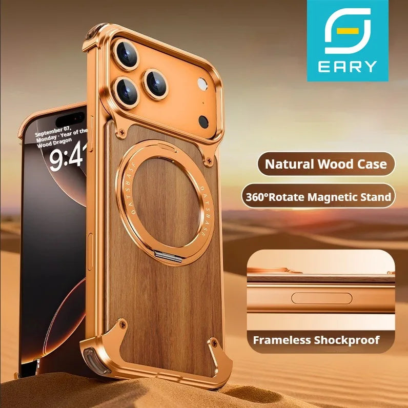eary-natural-wooden-frameless-case-for-iphone-17-pro-max-17-air-with-magsafe-360-rotation-magnetic-stand-shockproof-phone-cover