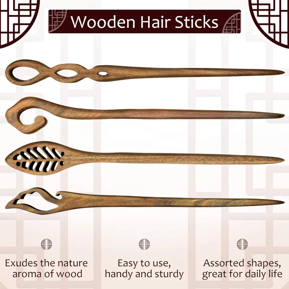 Chuangdi 8 pieces wooden hair sticks japanese chopstick for women bun maker chinese hairpin handmade - united states