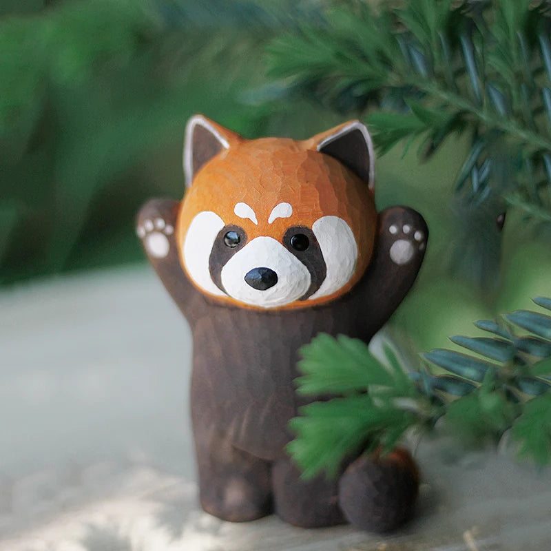 cute-home-decor-red-panda-handmade-wood-carving-ornaments-solid-wood-animal-wood-sculpture-desk-accessories-kawaii-figurine