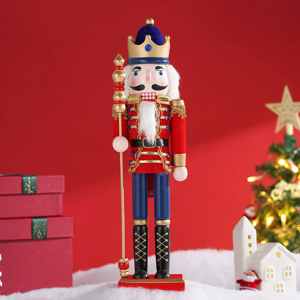 Nutcracker miniature wooden 38cm puppet ornament desktop decoration cartoon walnut soldier christmas home - a / united