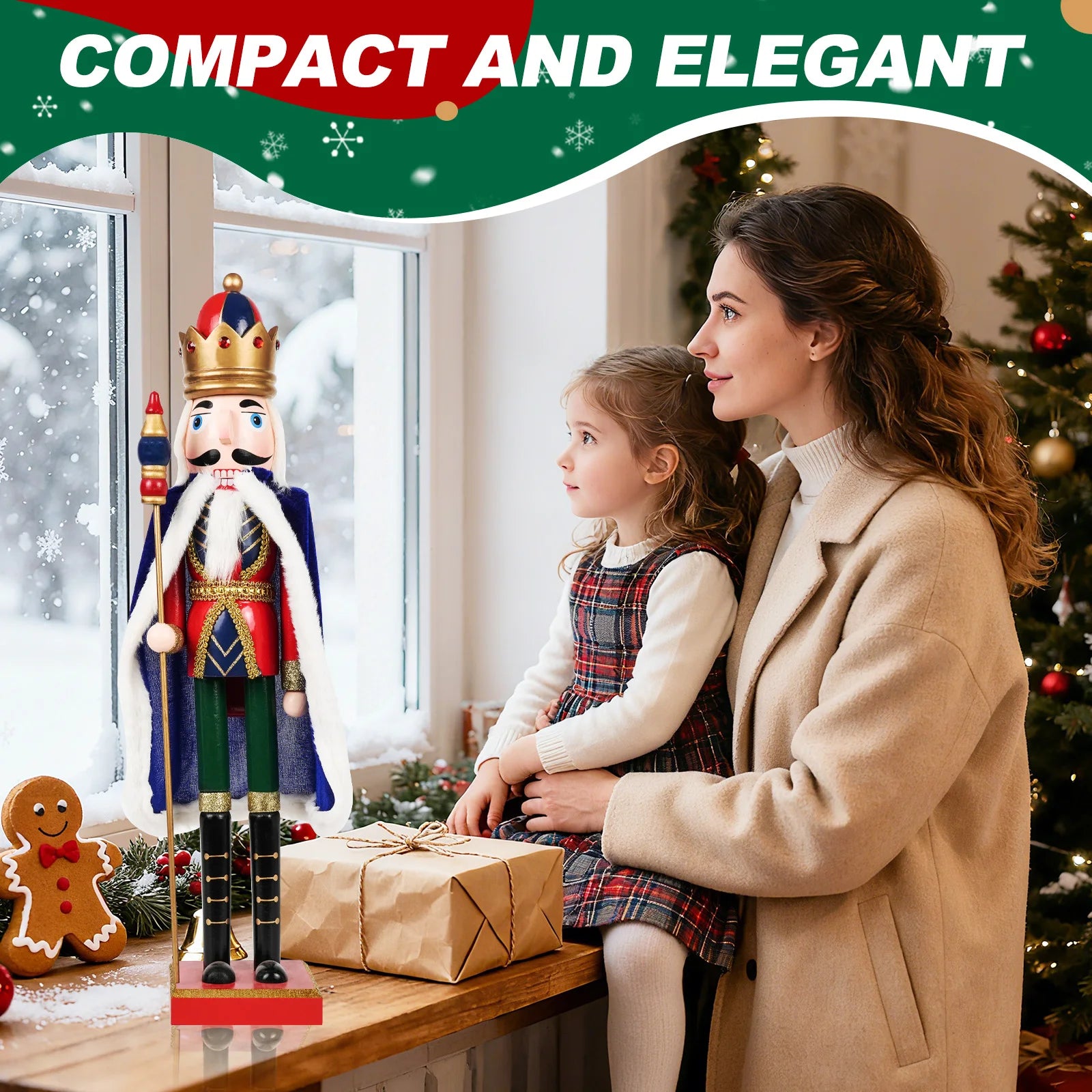 Christmas nutcracker decoration puppet solider cloak king wooden doll walnut handcraft figurine home office decor merry