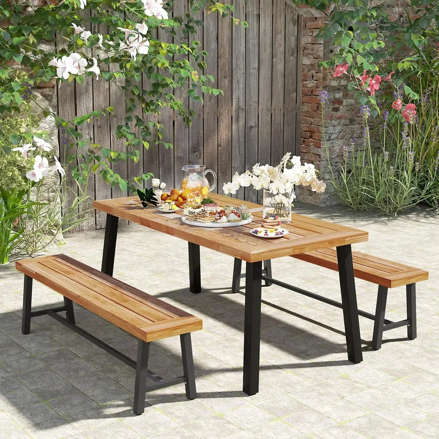 xmsj-hot-outdoor-bench-garden-set-of-2-63-backless-acacia-wood-with-heavy-duty-metal-legs-patio-dining-bench-front-porch