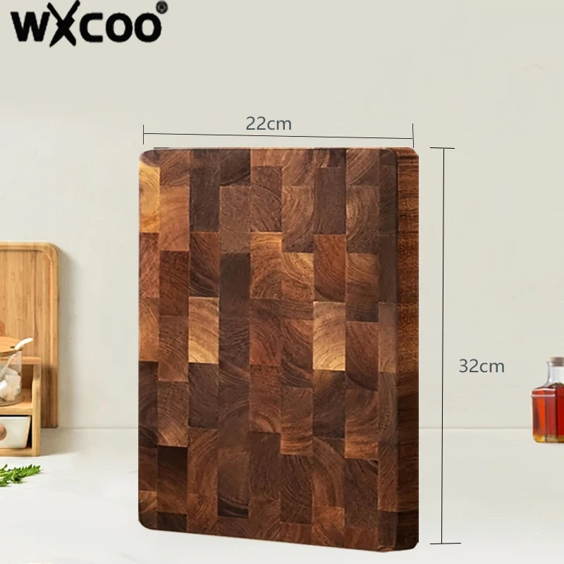 Thicken acacia wooden cutting board kitchen double-sided splicing checkerboard solid wood non-slip for cut vegetable