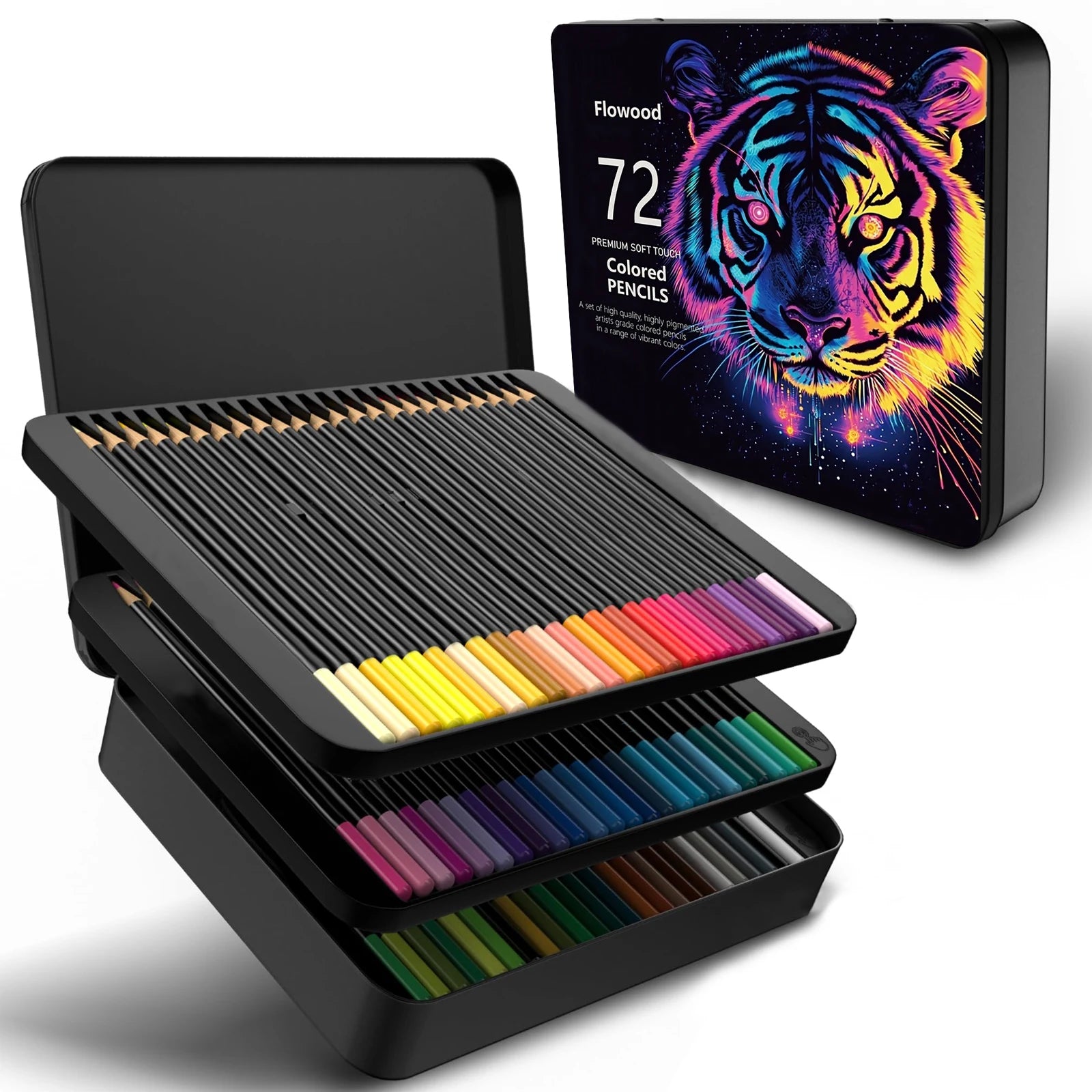 72 colored pencils artist set for adult coloring books soft core sketching shading blending crafting - color / united