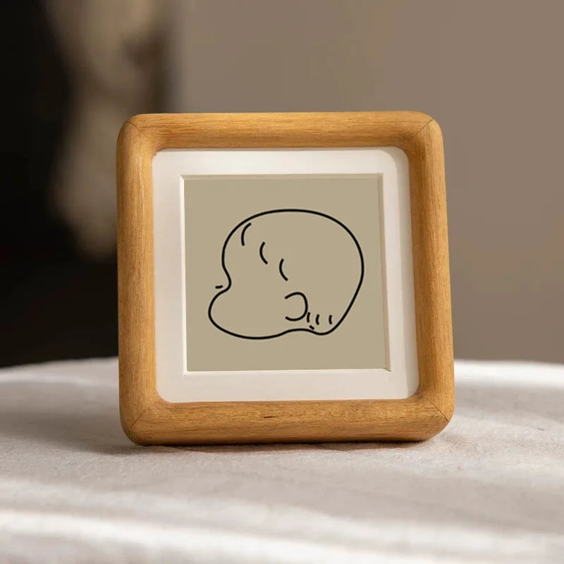 Wooden baby keepsake picture frame handmade hair and umbilical cord display solid wood memory home decor - teak 1